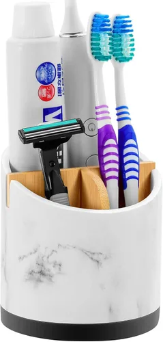 Vista 6 de VITVITI Organizador de mostrador de baño, soporte para cepillo de dientes para baño, organizador de baño de resina, almacenamiento de encimera