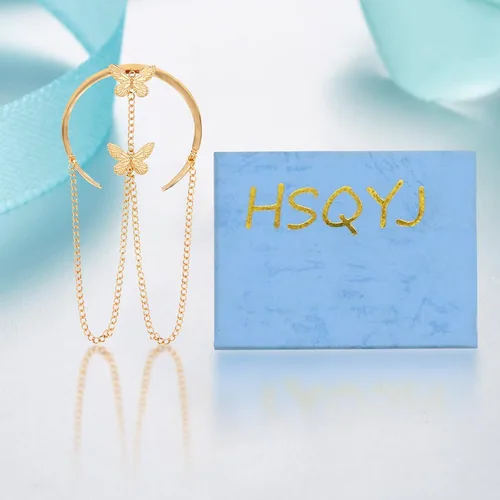 Vista 7 de HSQYJ Brazalete con borlas de cadena de mariposa, brazalete ajustable y simple, joyería de moda para mujer, chapado en oro y plata