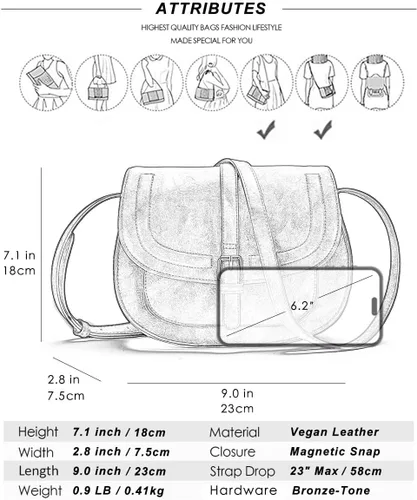 Vista 7 de Bolsa cruzada de cuero vegano para mujer, pequeña, para colgarla en el hombro, monedero, estilo bohemio Beige