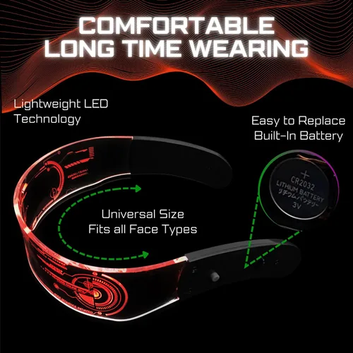 Vista 6 de 2 pares de lentes de sol futuristas Gafas LED para fiestas Gafas de sol con luz LED para hombres y mujeres Gafas de sol LED para fiestas