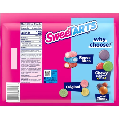 Vista 2 de SweeTARTS Soft & Chewy Ropes Candy, sabor a fresa ácida, bolsa de 9 onzas (paquete de 4)