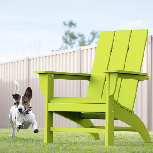 Vista 9 de Silla Adirondack moderna, sillas de patio de plástico HDPE para todo tipo de clima, silla para hoguera, sillas de césped al aire libre para terraza