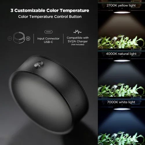 Vista 4 de ONF Mist O Shelf - Luz magnética LED colorida para promover el crecimiento de plantas de interior, puerto tipo C adaptable para decoración