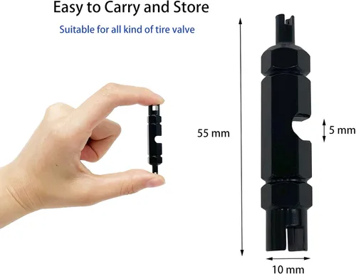 Vista 2 de ZUFECY Herramienta de extracción de núcleo de válvula de bicicleta, núcleos de válvula Presta y Schrader para neumáticos de ciclismo sin cámara Negro