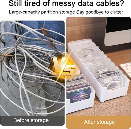 Vista 4 de Caja organizadora de cables con múltiples cajas de almacenamiento de cables de escritorio para cables de carga, accesorios de uso en casa, oficina