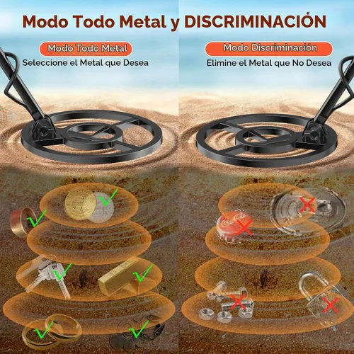 Vista 6 de OMMO Detector de metales para adultos, buscador de tesoros de alta Naranja