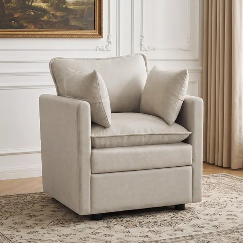 Vista 45 de Otomana cuadrada grande de 27 pulgadas con almacenamiento, reposapiés tapizado moderno con patas antideslizantes para sofá, mesa de café, sala