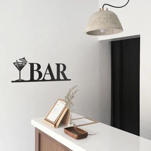 Vista 8 de Vivegate Decoración de pared de barra de metal, letras modernas de barra negra para decoración de bar del hogar