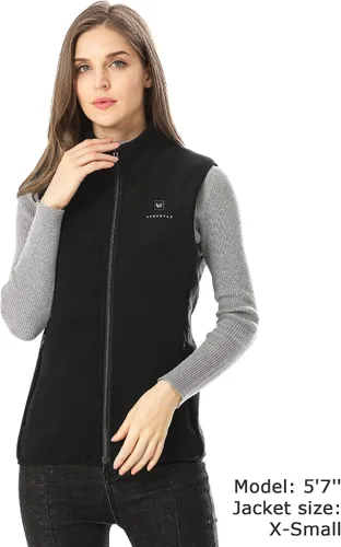 Vista 3 de Venustas Chaleco calefactable, chaleco de forro polar térmico para mujer con batería de 7.4 V, ligero aislado y eléctrico