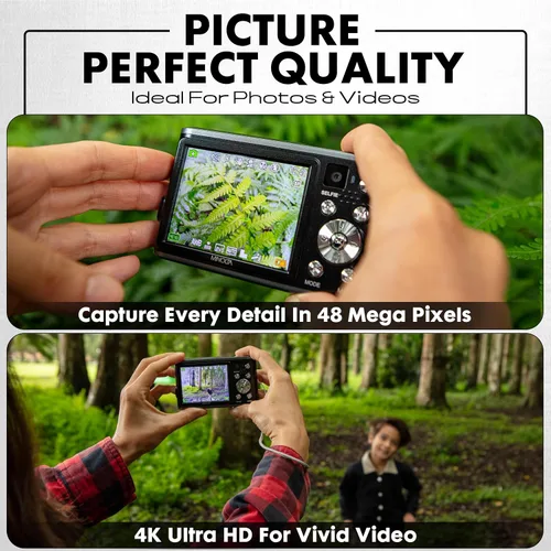 Vista 3 de Minolta Cámara digital de 48 megapíxeles con lente selfie trasera – Vídeo 4K Ultra HD, pantalla LCD de 2.8", zoom digital 16X