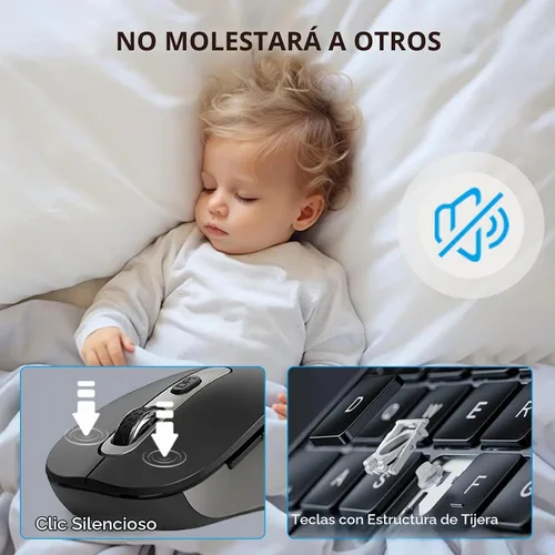 Vista 3 de Ratón inalámbrico silencioso compacto ultrafino ComboIronGrey KM358-Gris