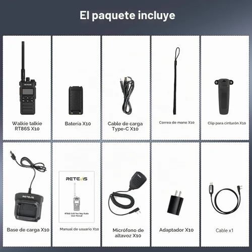 Vista 7 de Retevis RT86S Walkie Talkie profesional de largo alcance, para logística
