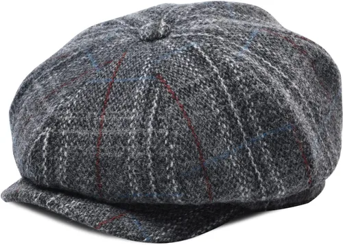 Vista 8 de BOTVELA Sombrero de tweed de espiga de 8 paneles de mezcla de lana para hombre