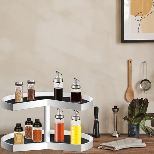 Vista 4 de Frienda Lazy Susan - 2 revestimientos para estantes, no adhesivos, antideslizantes para gabinetes de cocina, refrigerador, despensa, fregadero