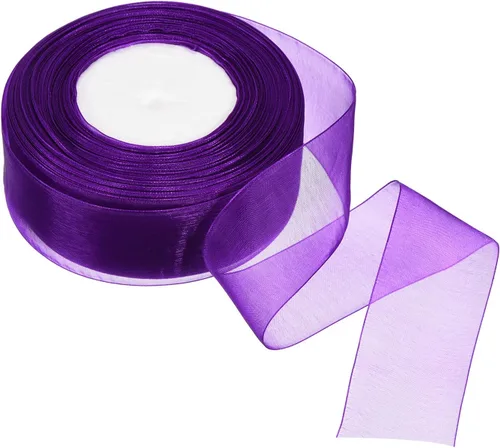 Vista 11 de PATIKIL Cinta de organza transparente de 1-37/64 pulgadas, 50 yardas, 1 rollo de tela decorativa de gasa para envolver regalos, manualidades, ramo