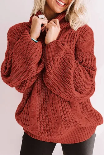 Vista 2 de ZESICA Women's 2023 Fall Long Sleeve Turtleneck Chunky Knit Loose Oversized Sweater Pullover Jumper Tops