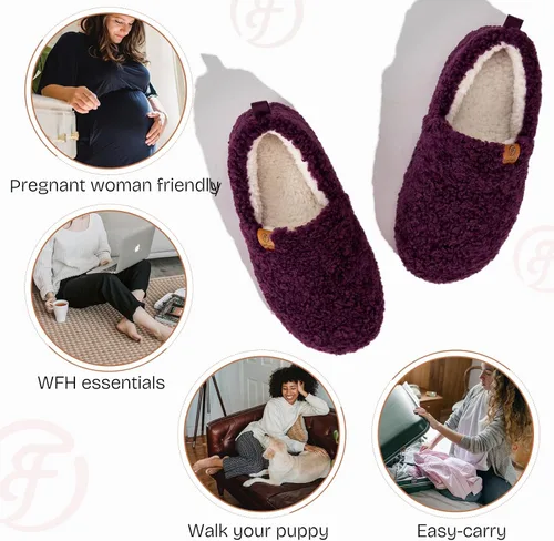 Vista 5 de EverFoams Pantuflas completas de espuma viscoelástica de oveja para mujer