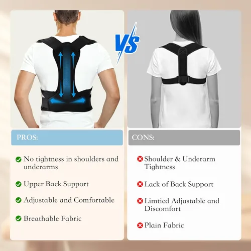 Vista 4 de DARLIS Corrector de postura para mujeres y hombres, soporte ajustable y transpirable para la parte superior de la espalda, corrector de postura