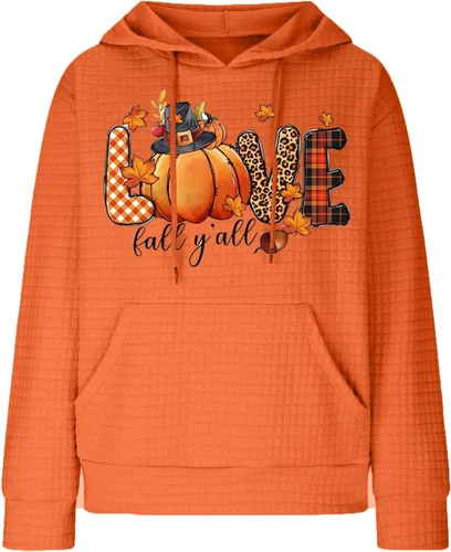 Vista 7 de Sudadera de gran tamaño para mujer, sudaderas con capucha con capucha, de punto gofre, casual, cómoda, trajes de moda de otoño