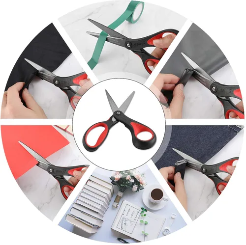 Vista 7 de LIVINGO Tijeras de alta calidad de 8 pulgadas para oficina, tijeras multiusos antiadherentes de titanio para manualidades, cuchillas afiladas