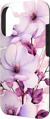 Vista 2 de Funda para iPhone 17, diseño de flores de magnolia rosa y morado lavanda