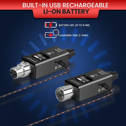 Vista 4 de Pyle Multifuncional UHF inalámbrico XLR sistema adaptador y alto profesional Bluetooth total 2 - XLR equipado receptor Bluetooth recargable