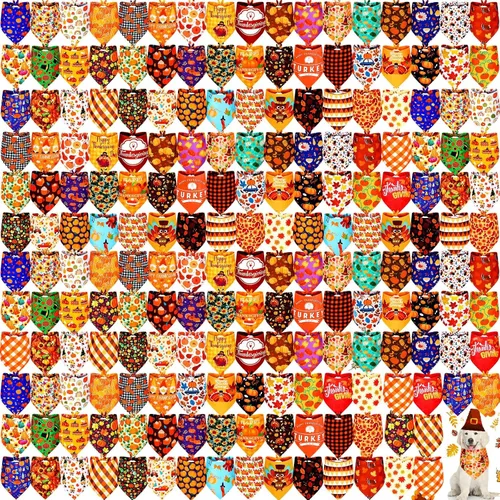 Vista 8 de Newwiee - 200 bandanas de Halloween para perro, diseño de fantasma, grandes Bufanda triangular para mascotas, patrón de calabaza, murciélago