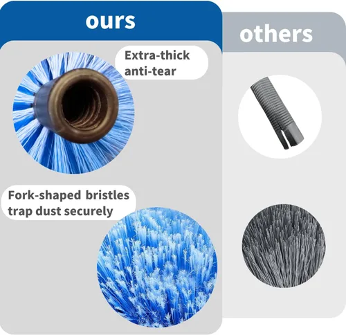 Vista 4 de Cabezal de plumero Webster para poste, cepillo removedor de telaraña, accesorio de cabezal de plumero de telaraña, se adapta a postes roscados Azul