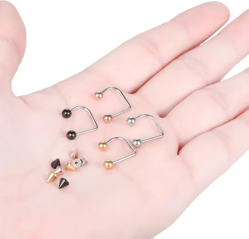 Vista 2 de Xpircn Piercing de acero inoxidable 16G Monroe Medusa Stud Piercing Ball Cono Lippy Loop Labret U Anillo de labio Piercing Joyería 0.315 in 0.394 in