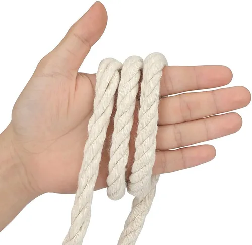 Vista 3 de jijAcraft Cuerda de algodón de 1/2 pulgada, cuerda de macramé blanca de 0.472 in x 32 pies, cuerdas de tendedero de 4 capas para manualidades