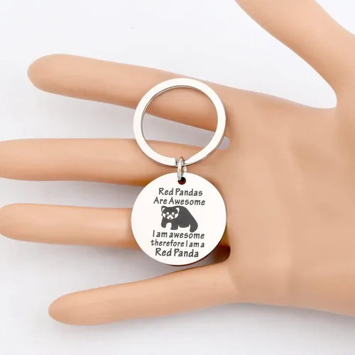 Vista 4 de Llavero de panda rojo, regalo temático de animales, bonito regalo de panda rojo, joyería para los amantes de los pandas rojos