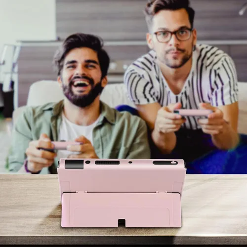Vista 6 de Switch OLED - Funda protectora acoplable para consola Nintendo Switch OLED modelo 2021 y Joy-Con controlador con 2 tapas de agarre para el pulgar