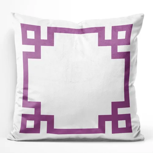 Vista 45 de Funda de almohada rectangular con cremallera en un lado impreso de 12 x 16 pulgadas, color blanco y rosa intenso Rosa fucsia