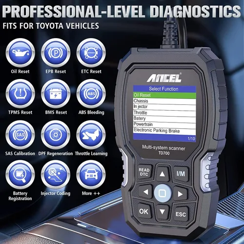 Vista 4 de ANCEL TD700 All System OBD2 escáner compatible con Toyota Lexus Scion con funda protectora ANCEL