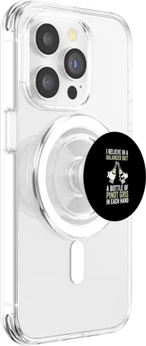 Vista 3 de Balanced Diet Bottle Pinot Gris Lover - Drinking Funny Wine PopSockets MagSafe PopGrip for iPhone