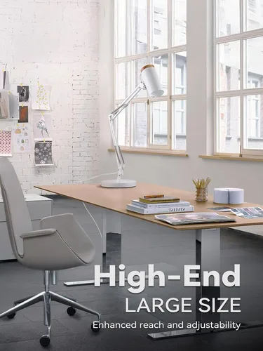 Vista 2 de TORCHSTAR Lámpara de escritorio alta con brazo oscilante con acento de madera, tamaño grande ajustable altura máxima de 31 pulgadas, lámpara