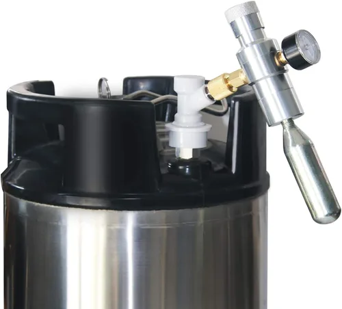 Vista 6 de Grifo de barril de CO2, cargador de barril de cerveza con bloqueo de bola, desconexión de líquido, mini regulador de CO2 con bloqueo de bola