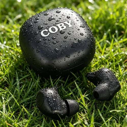 Vista 3 de Coby Auriculares inalámbricos verdaderos, estuche de carga, auriculares Bluetooth, par automático, auriculares inalámbricos portátiles, auriculares