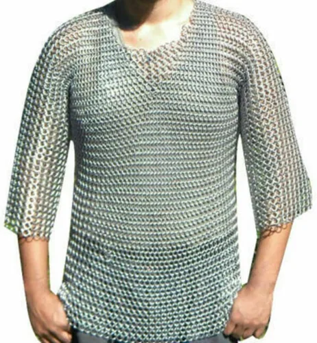 Vista 3 de Camisa de malla de aluminio con malla a tope Haubergeon Medieval Costume Armour