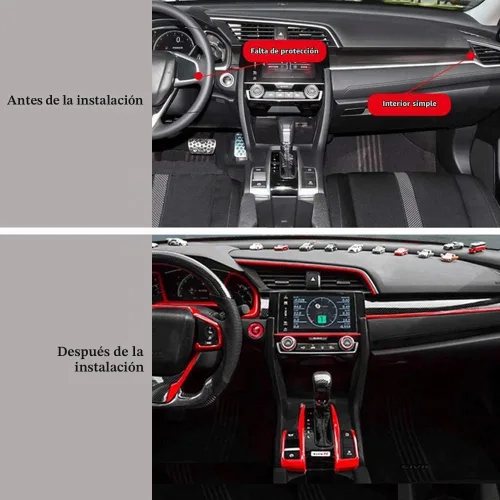 Vista 4 de XITER Panel de engranajes de fibra de carbono y plástico ABS, decoración de caja de cambios, accesorios para Honda 10th Civic 2016 2017 2018 2019