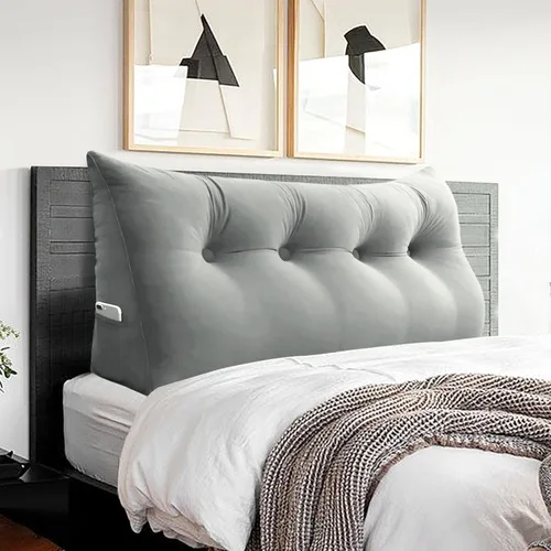 Vista 26 de Almohada de cabecero – Almohada de cama grande 3 en 1 como almohada de lectura de cuña, almohada grande para sofá cama o respaldo de apoyo, almohada