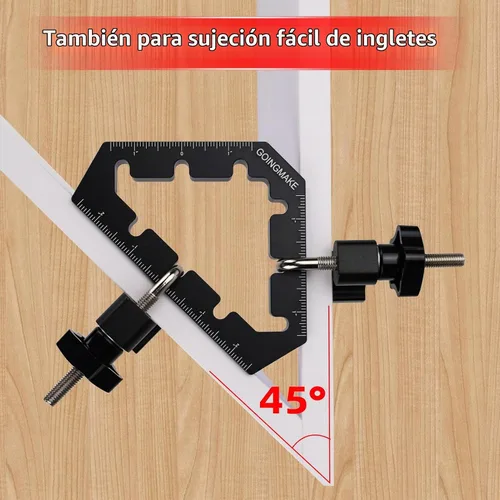 Vista 5 de GOINGMAKE Abrazaderas de esquina para herramientas de carpintería, abrazaderas de 45 y 90 grados, cuadrados de posicionamiento de aleación