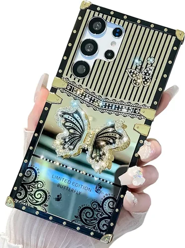 Vista 45 de Funda Rectangular de Lujo Femenina Compatible con iPhone 16 Pro Max Diseñada con Soporte de Anillo de Diamante con Función de Atril