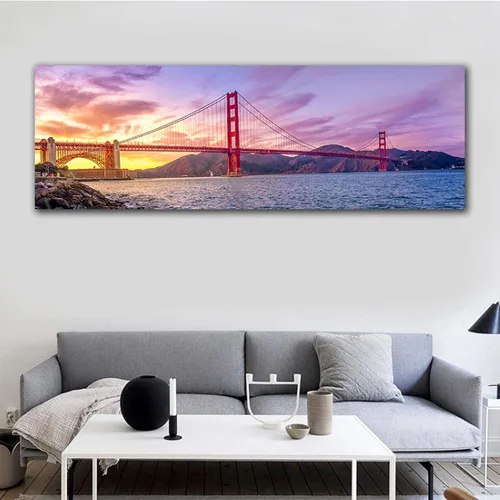 Vista 3 de Los carteles e impresiones artísticas del puente Golden Gate de San Francisco se imprimen en lienzo. Arte de la pared de la lona para la imagen