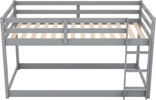 Vista 6 de Merax Litera individual sobre cama individual con escalera y barandillas de seguridad para adolescentes, niños o niñas, no necesita caja