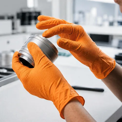 Vista 6 de First Glove 8 Mil Heavy Duty Nitrile Gloves - Diamond Grip - Disposable Gloves for Mechanic, Automotive & Industrial Work