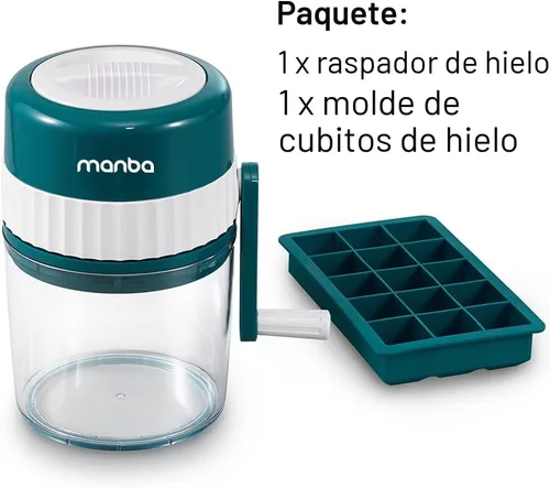 Vista 7 de MANBA Picadora de Hielo y Máquina de Cono de Nieve - Picadora de Hielo Portátil de Primera Calidad y Máquina de Hielo Raspado con Cubiteras Gratis