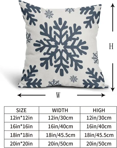 Vista 79 de Fundas de almohada decorativas de Navidad negras 40x40 cm con copos de nieve blancos de Navidad, juego de 2, temática rústica de invierno