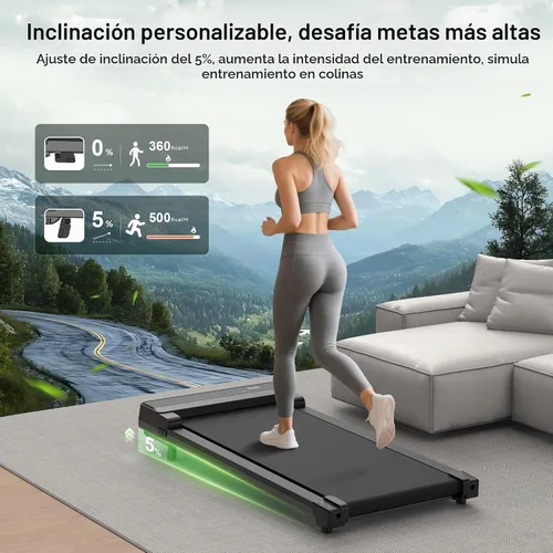 Vista 2 de Walking Pad Treadmill with 5% Incline - Under Desk Running Machine Mat Pads for Home Office Portable Small Compact Quiet Flat Indoor Magnetic