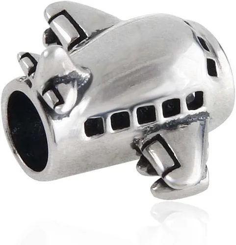 Vista 2 de Perlas de vuelo de viaje de plata fina de ley 925 para brazalete Airplane Charms.